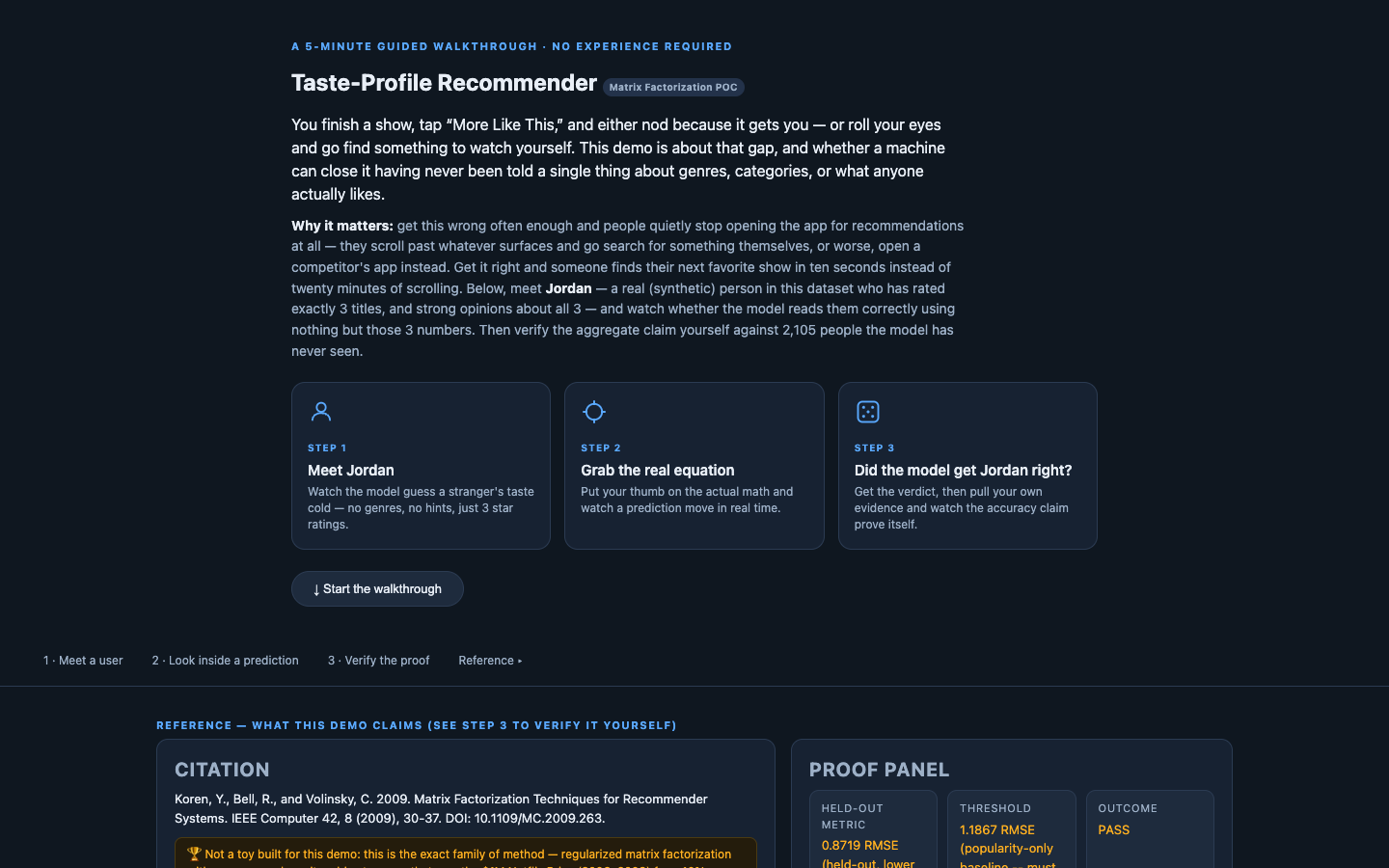 taste-profile demo screenshot