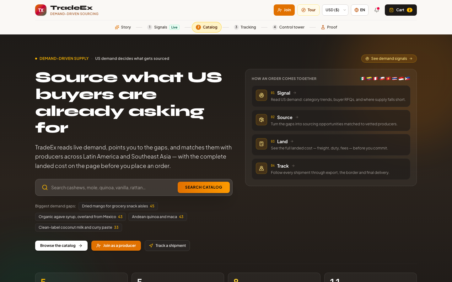 TradeEx demo screenshot